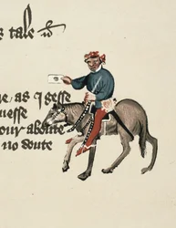 The Summoner (detail) from The Canterbury Tales, by Geoffrey Chaucer, Ellesmere Manuscript, facsimile edition, 1911